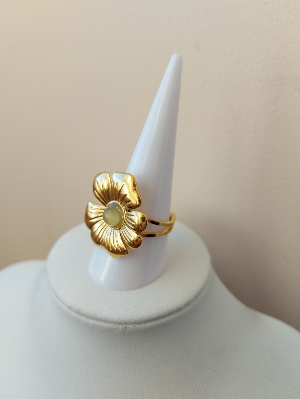Green & Gold Color Flower Open Adjustable Ring  (Cant Ship Until May 16th)